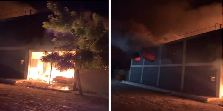 Incêndio de grandes proporções destrói depósito de supermercado em Simões